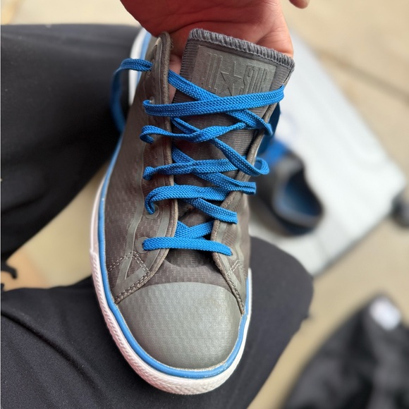Converse Gray Sneakers with Blue Accents - Picture 2 of 6
